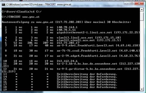 tracert gmx